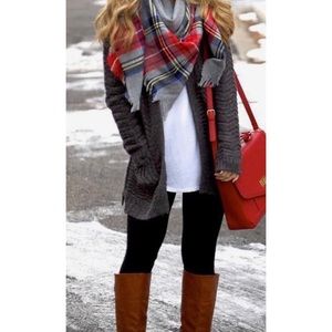 Black fleece lined tummy control leggings